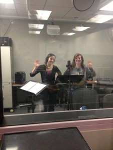 Michelle Saddic & Emily Szal recording in the studio